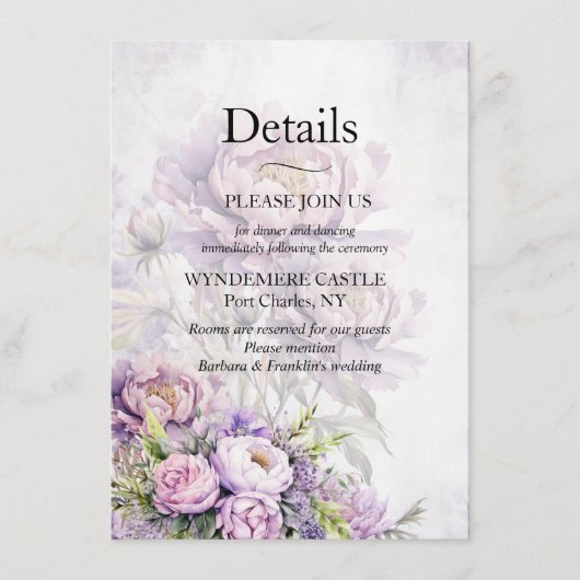 Wasserfarbe Lavender Peony Begleitkarte (Vorderseite)