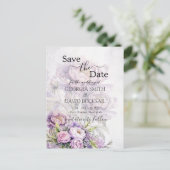 Wasserfarbe Lavender Peony Save the Date Postkarte (Stehend Vorderseite)