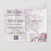Wasserfarbe Lavender Peony Save the Date Postkarte (Rückseite)