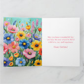 Wasserfarbe Lebende Frühlingsblumen Geburtstag Karte (Innenseite)