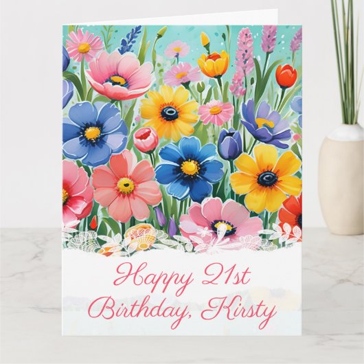 Wasserfarbe Lebende Frühlingsblumen Geburtstag Karte (Vorderseite)