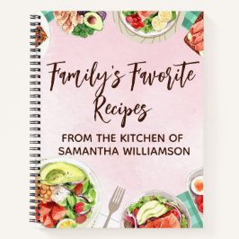 Wasserfarbe Lebensmittel rosa Koch Geschenkrezeptu Notizblock