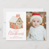 Wasserfarbe Lebkuchen Haus Frohe Weihnachten Foto (Vorderseite)