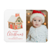 Wasserfarbe Lebkuchen Haus Frohe Weihnachten Foto Magnet (Horizontal)