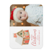 Wasserfarbe Lebkuchen Haus Frohe Weihnachten Foto Magnet (Vertikal)