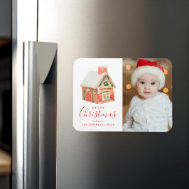 Wasserfarbe Lebkuchen Haus Frohe Weihnachten Foto Magnet
