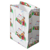 Wasserfarbe Lebkuchen Haus Niedlich Frohe Weihnach Mittlere Geschenktüte (Vorderseite Schrägansicht)