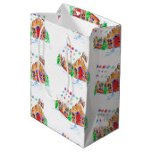 Wasserfarbe Lebkuchen Haus Niedlich Frohe Weihnach Mittlere Geschenktüte (Rückseite Schrägansicht)