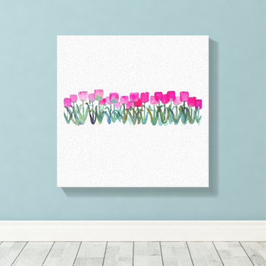 Wasserfarbe Leinwand Poster Frühlingsrosa Tulpen (Insitu (Holzboden))