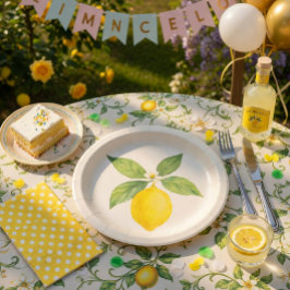 Wasserfarbe Lemon Birthday Pappteller