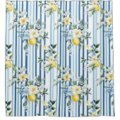 Wasserfarbe Lemon Blauer Streifen Duschvorhang (Vorderseite)