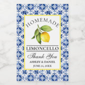 Wasserfarbe Lemon Blauer Tile Limoncello Mini Labe Weinetikett (Einzelnes Label)