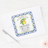 Wasserfarbe Lemon Blue Tile Limoncello Danke Quadratischer Aufkleber (Umschlag)