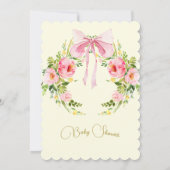 Wasserfarbe Lemon Bow Floral Baby Dusche Einladung (Rückseite)