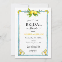Wasserfarbe Lemon Bridal Dusche Einladung