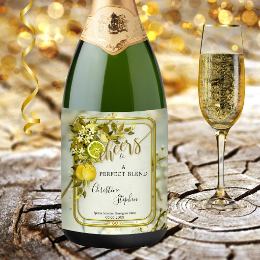 Wasserfarbe Lemon Cheers Orchard Hochzeit Weinetikett