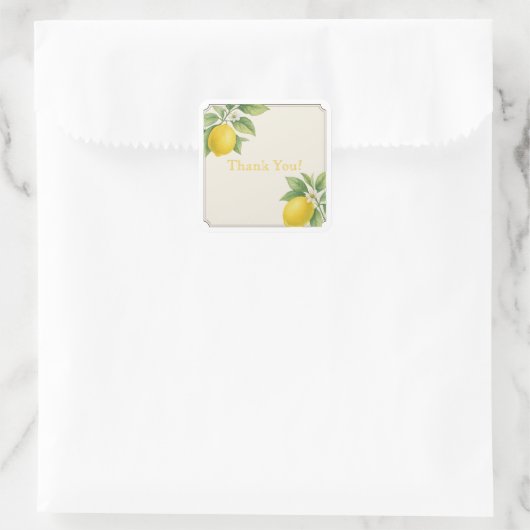 Wasserfarbe Lemon Danke Square Sticker (Tasche)