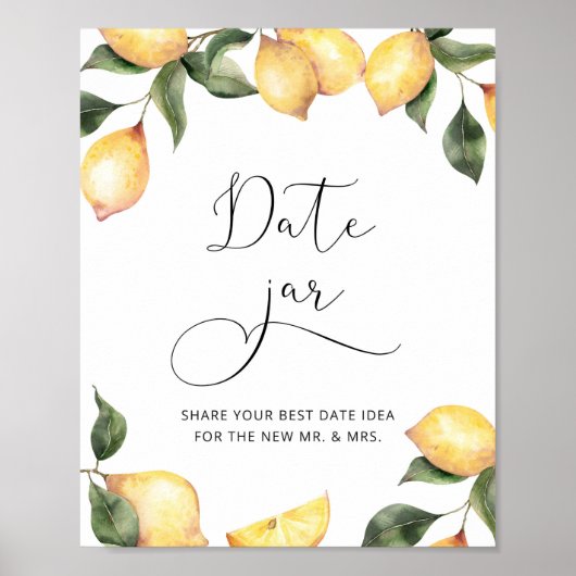 Wasserfarbe Lemon datiert Nacht Ideen. Datum jar b Poster (Vorne)