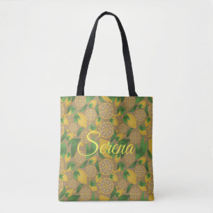 Wasserfarbe Lemon Frucht Taupe Personalisiert Tasche