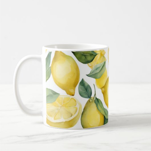 Wasserfarbe Lemon Garden Weiß Kaffeetasse (Links)