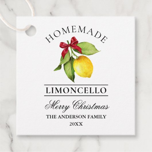 Wasserfarbe Lemon Homemade Limoncello Weihnachtsfe Geschenkanhänger (Vorderseite)