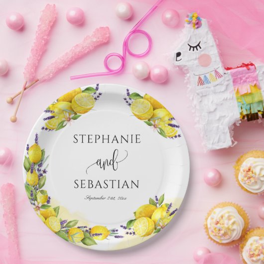Wasserfarbe Lemon Lavender Boho Pappteller (Party)