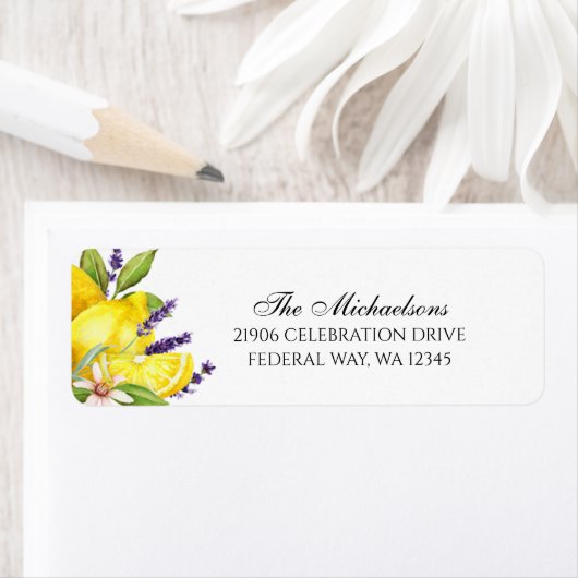 Wasserfarbe Lemon Lavender Boho Rücksendeadresse (Insitu)