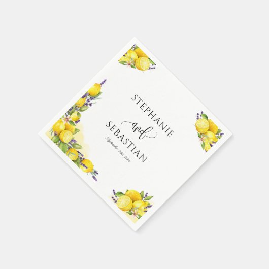 Wasserfarbe Lemon Lavender Boho Serviette (Ecke)