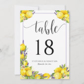 Wasserfarbe Lemon Lavender Boho Tischnummer (Vorderseite)