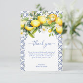 Wasserfarbe Lemon Mediterrane Hochzeit Italienisch Dankeskarte (Stehend Vorderseite)