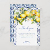 Wasserfarbe Lemon Mediterrane Hochzeit Italienisch Dankeskarte (Vorne/Hinten)