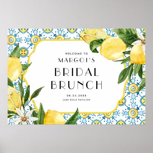 Wasserfarbe Lemon Mediterranean Bridal Brunch Poster (Vorne)