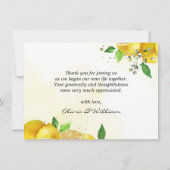 Wasserfarbe Lemon Vielen Dank Hinweis Dankeskarte (Rückseite)