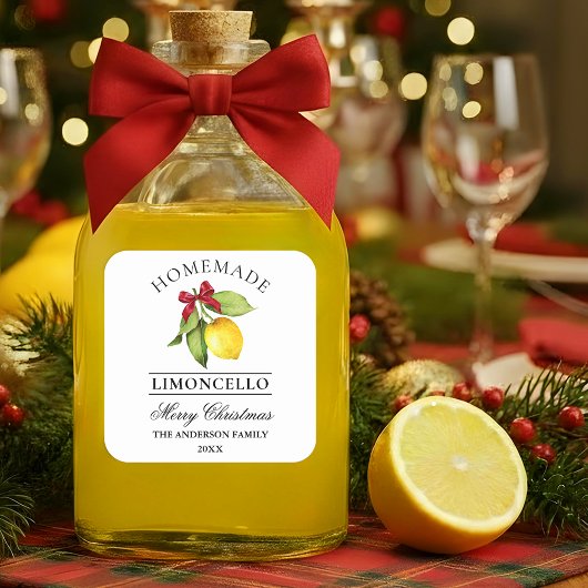 Wasserfarbe Lemon Weihnachten Quadratischer Aufkleber