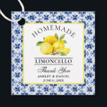 Wasserfarbe Lemons Blue Tile Limoncello Danke Geschenkanhänger<br><div class="desc">Elegante Wasserfarben Lemons auf Blue Tile Homemade Limoncello Hochzeit Danke Flaschen Tags</div>