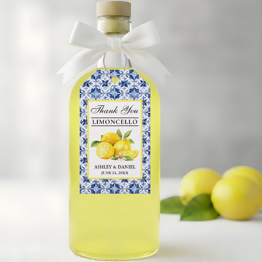 Wasserfarbe Lemons Blue Tile Limoncello Danke Geschenkanhänger