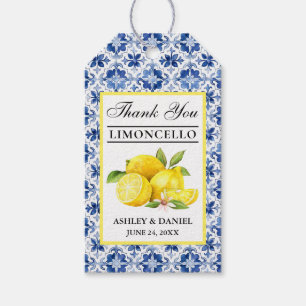 Wasserfarbe Lemons Blue Tile Limoncello Danke Geschenkanhänger