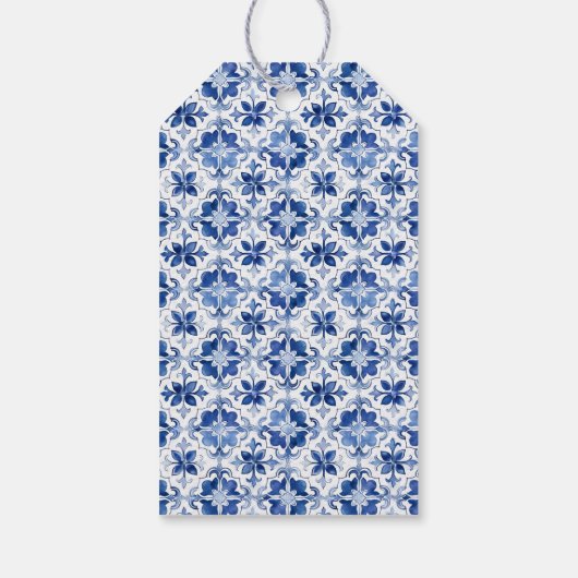 Wasserfarbe Lemons Blue Tile Limoncello Danke Geschenkanhänger (Rückseite)