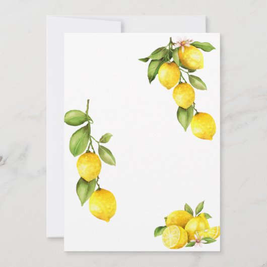 Wasserfarbe Lemons Bridal Brunch Typografie Einladung (Rückseite)