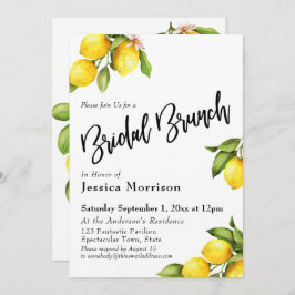 Wasserfarbe Lemons Bridal Brunch Typografie Einladung