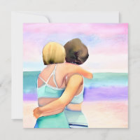 Wasserfarbe Lesbisches Paar auf Hochzeit am Strand