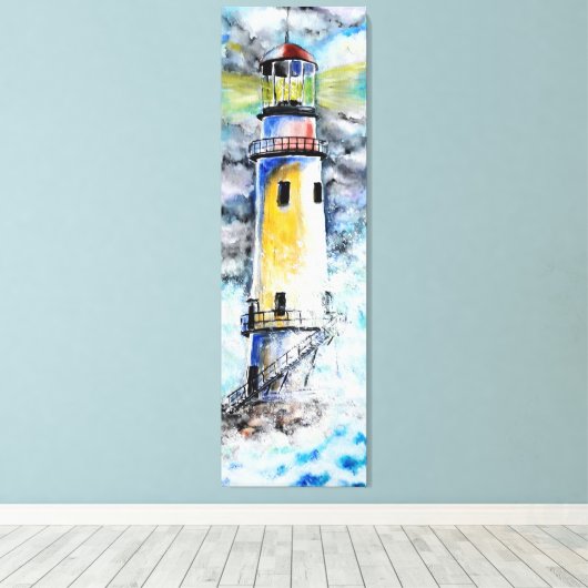Wasserfarbe - Leuchtturm Leinwanddruck (Insitu (Holzboden))