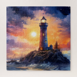 Wasserfarbe Leuchtturm Puzzle