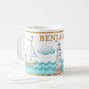 Wasserfarbe Leuchtturm Sailboote Tasse