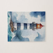 Wasserfarbe Leuchtturm Stormy Weather Puzzle (Horizontal)