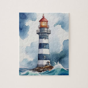Wasserfarbe Leuchtturm Stormy Weather Puzzle