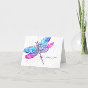 Wasserfarbe Libelle rosa blau klassisch Geburtstag Dankeskarte