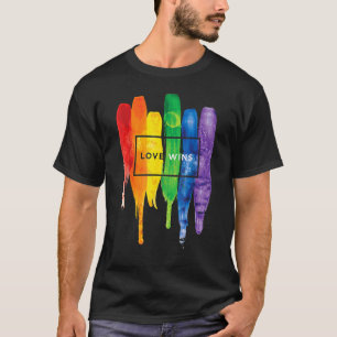 Wasserfarbe Liebe gewinnt Rainbow Paint Typografic T-Shirt