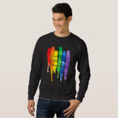 Wasserfarbe Liebe gewinnt Regenbogenfarbe Typograf Sweatshirt (Vorne ganz)