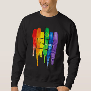 Wasserfarbe Liebe gewinnt Regenbogenfarbe Typograf Sweatshirt